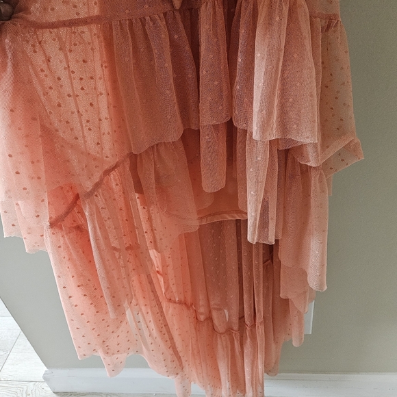 Spell x Coachella Peach High Low Grace Cutout Tulle Midi Dress - Picture 7 of 15